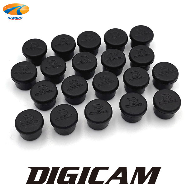 メーカー名 DIGICAM 商品名 デジキャンクロモリレーシングナット貫通専用 ウレタンキャップ カラー ブラック セット内容 本体×20 ※ナットは別売りとなります。 ご注意 ※ナットがホイールより突出しますと車検に適合しない場合がございます。また、レース車検においてもレギュレーションによりホイールスポーク部よりナットが突出すると適合しない場合がございます。 ※取付後は定期的に取付け状態を確認し、外観の状態や定期的な締付けトルク管理を実施してください。 ※取り付けにはトルクレンチを使用し、メーカー推奨のトルク値で均等に締め付けてください。 ※外部からの衝撃を受けたものは継続使用しないでください。 ※過大トルクによる破損の原因となりますので、脱着の際には必ず手作業でナットに合ったソケットを使用し、インパクトレンチ、クロスレンチによる本締めは絶対に行わないでください。 仕　様 【クロモリレーシングナット専用キャップ！】 DIGICAM クロモリレーシングナット 6角貫通タイプ用の専用キャップです。 【DIGICAMロゴ入り！】 キャップ表面にはDIGICAMのロゴ入りとなっております。>