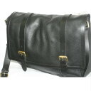 【中古】本物新品未使用コールハーン紳士用斜め掛け可能黒いボコボコした質感のメッセンジャーバッグM10711 サイズW39H29D10cm ○C13-106
