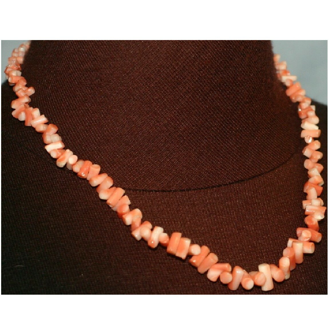 【中古】本物綺麗ピンクx白サンゴのネックレス留め金具はシルバー素材全長44cm ○B11-125-5