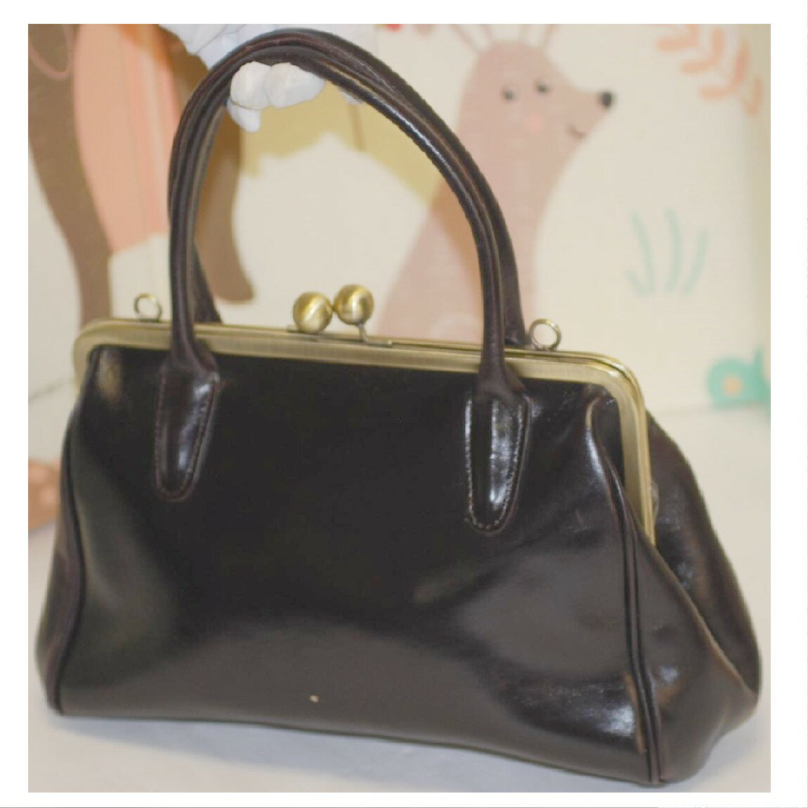 【中古】本物綺麗WHEREVER YOU GO I WILL GO WITH YOU 2WAY本革黒いがま口式2WAYバッグ サイズW31H20D10cm 〇C16-226-2 （ケ）