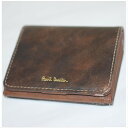 【中古】本物ポールスミスの紳士用焦げ茶色丈夫な革素材の2つ折り財布 サイズW10,3H9D3,5cm 〇C17-76 2C3