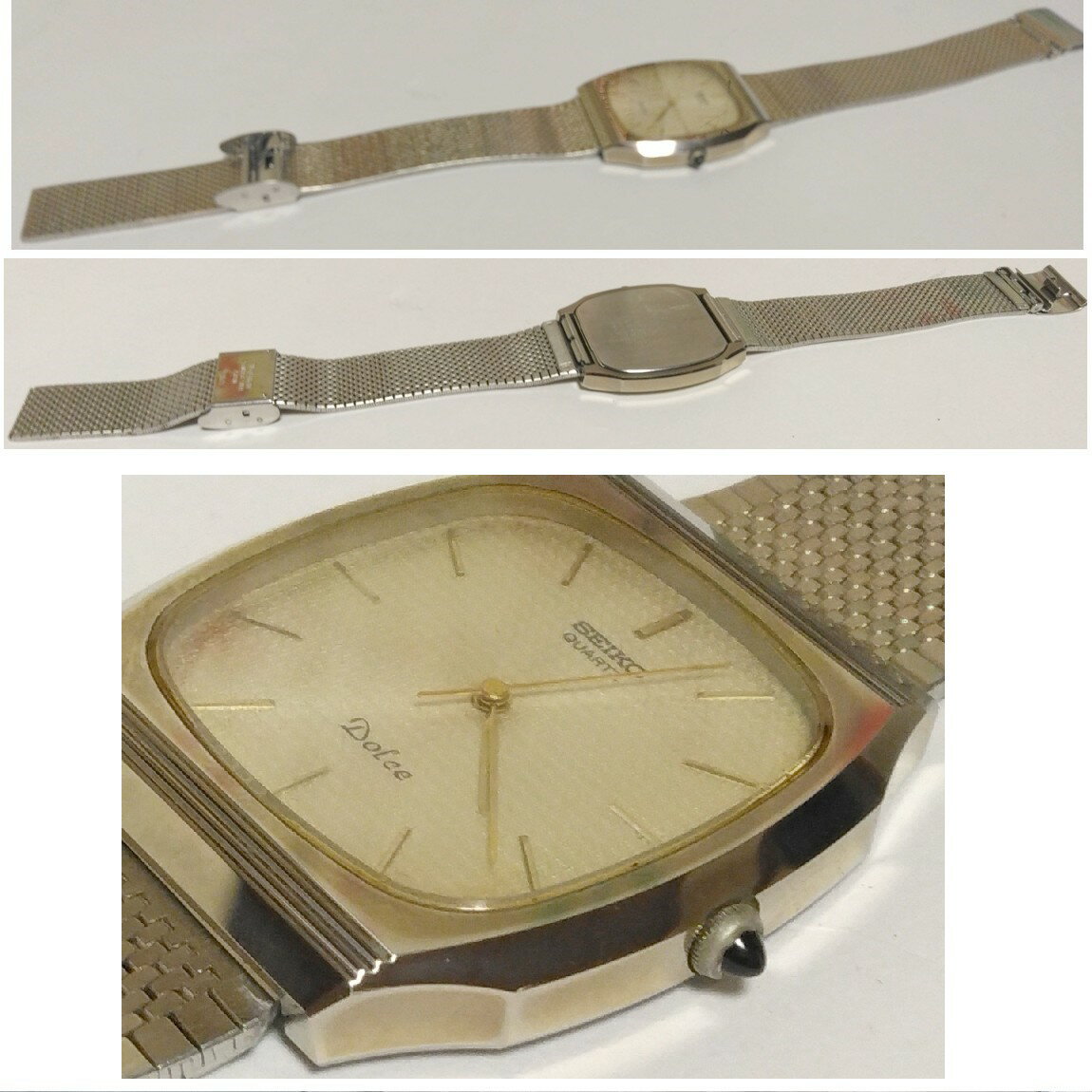 【中古】本物完動美品セイコードルチェ紳士用超硬ベゼルの薄い時計　1ヶ月保証付き　〇A18-10 保管場所2-20