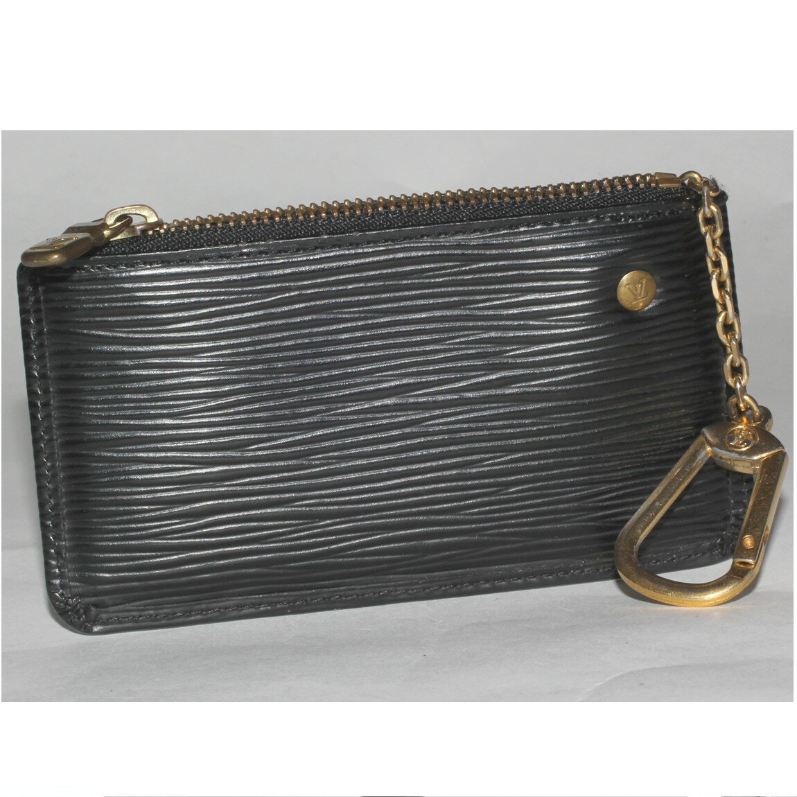 【中古】本物美品L/Vエピの黒いキーコインケースM63802　サイズW12H7cm　〇C19-144