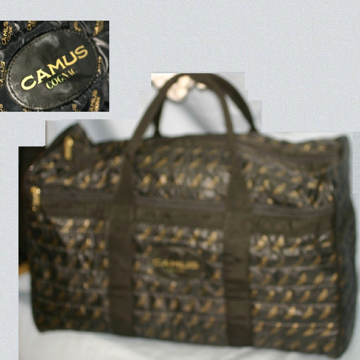 【中古】本物美品非売品紳士用CAMUS COGNACロゴ46センチボストンバッグ旅行鞄 ○C6-476