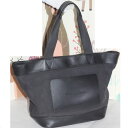 【中古】本物可ALEXANDER WANGアレキサンダーワンの女性用黒い革ナイロンキャンバス素材の収納力抜群のトートバッグ サイズW45H30D16cm 〇C1...