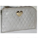 【中古】本物綺麗ellesseエレッセの女性用シルバー革素材キルティング模様のL字ファスナー財布 サイズW13,5H8,5D1,5cm 〇C19-162-5 X...