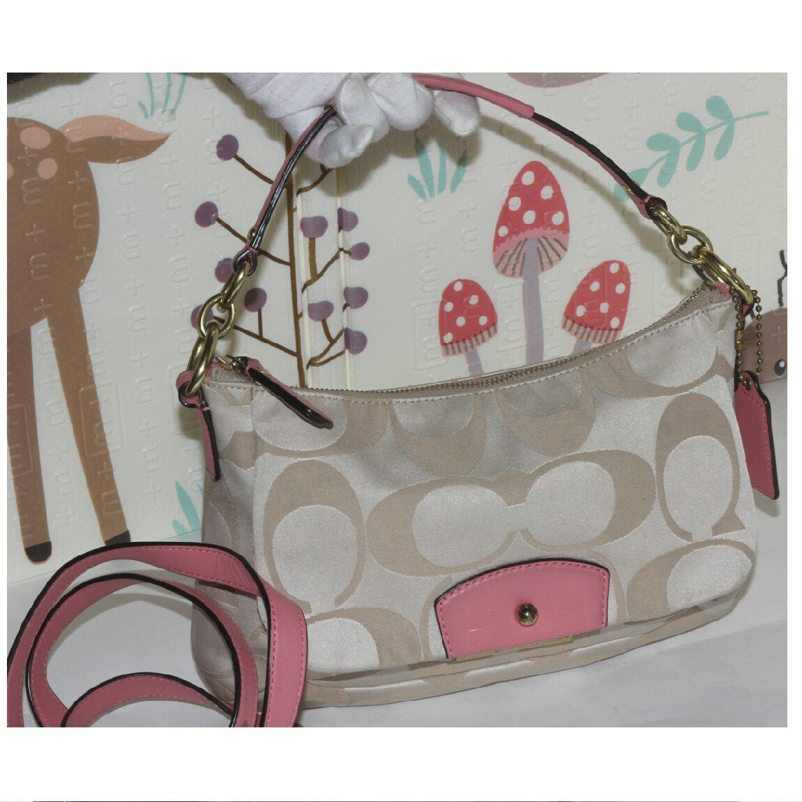 楽天質カラーズ【中古】本物抜群に綺麗コーチの女性用の取り外し可能なショルダーストラップの2WAYのバッグF22312　サイズW27,5H18D5cm 　〇C12-288　コーチ1