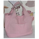 【中古】本物綺麗な薄いピンク色丈夫なキャンバス素材の女性用のトートバッグ サイズW26H20D12,5cm 〇C19-263-2 KA-13(4)