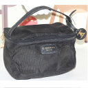 【中古】本物抜群に綺麗T,anthonyアンソニーニューヨークの女性用黒いナイロンキャンバス素材のバニティポーチ(化粧バッグ) サイズW22H13D12cm 西...