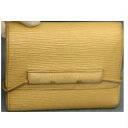 【中古】本物L/VM6350Aエピ女性用バニラ色ポルトモネ,エラスティック サイズ14x11cm ○C6-223(4)