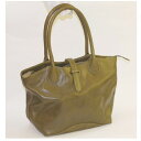 【中古】本物綺麗Dakotaダコタの女性用カーキ色丈夫な革素材のトートバッグ サイズW35H18,5D14cm ○C16-10 KT-11(4)