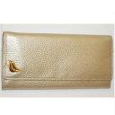 【中古】新品未使用綺麗なシャンパンゴールド色革素材ファスナー付長財布 サイズW19,3H9,3D2cm プレゼントに最適 ○C16-87-3