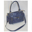 【中古】綺麗な紺色合皮素材の女性用のトートバッグ サイズW30H21D8cm 20220421-7 4-003