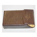 【中古】本物パーソンズロゴ付茶色リザード素材スライド式タバコケース サイズW6H11D3cm SY