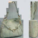 【中古】本物可コーチ女性用水色スエード30x29cmトートバッグ9284 ○C4-964