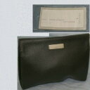 【中古】本物新品同様トラサルディ女性用18cm3角マチ黒防水エンビ素材ポーチ ○C8-29