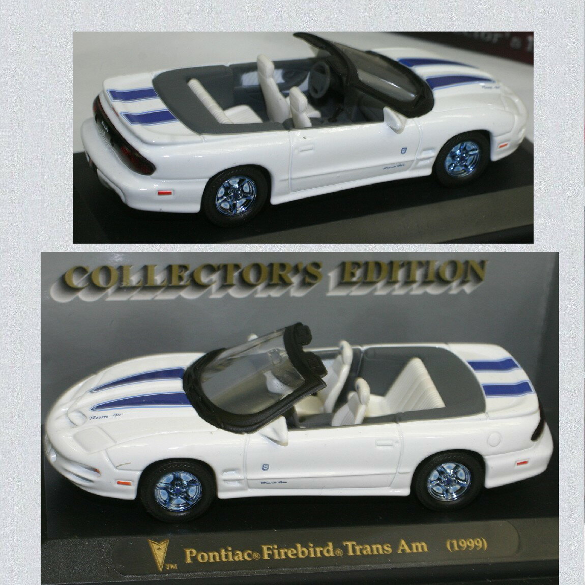 【中古】飾っていましたポンテェアックの1/43サイズの白い1999年モデルトランザムAMダイキャストモデルオープンカー　KM1-19