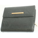 【中古】本物可PEGGY PAGEペギーページの黒いリザード模様牛革型押しのWホックの財布 サイズW13H10D2,3cm ○C15-149-4