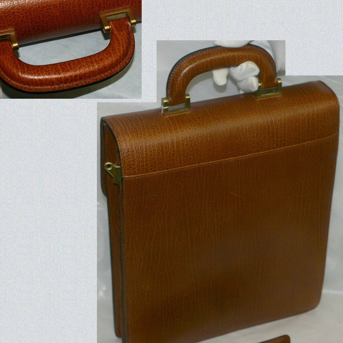 【中古】本物ほぼ新品BALLYバリー紳士用茶色カーフ型押し縦長書類鞄　○12-54 3