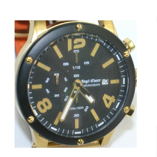 【中古】完動美品エンジェルクローバー紳士用黒x金色の大きい20気圧防水クロノの時計EVC46 大きいインデックスが特徴 3ヶ月保障付 ○A14-57 【中古】完動美品エンジェルクローバー紳士用黒x金色の大きい20気圧防水クロノの時計EVC46 大きいインデックスが特徴 3ヶ月保障付 ○A14-57