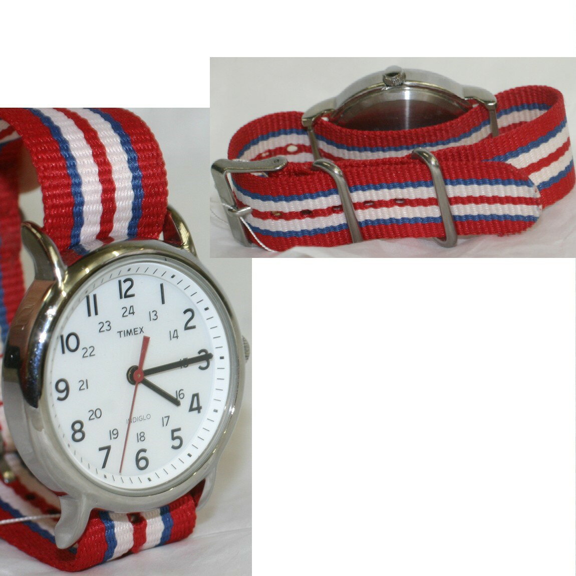 【中古】本物完動美品タイメックス紳士用綺麗な白文字盤アナログ時計CR2016CELL ○B13-104