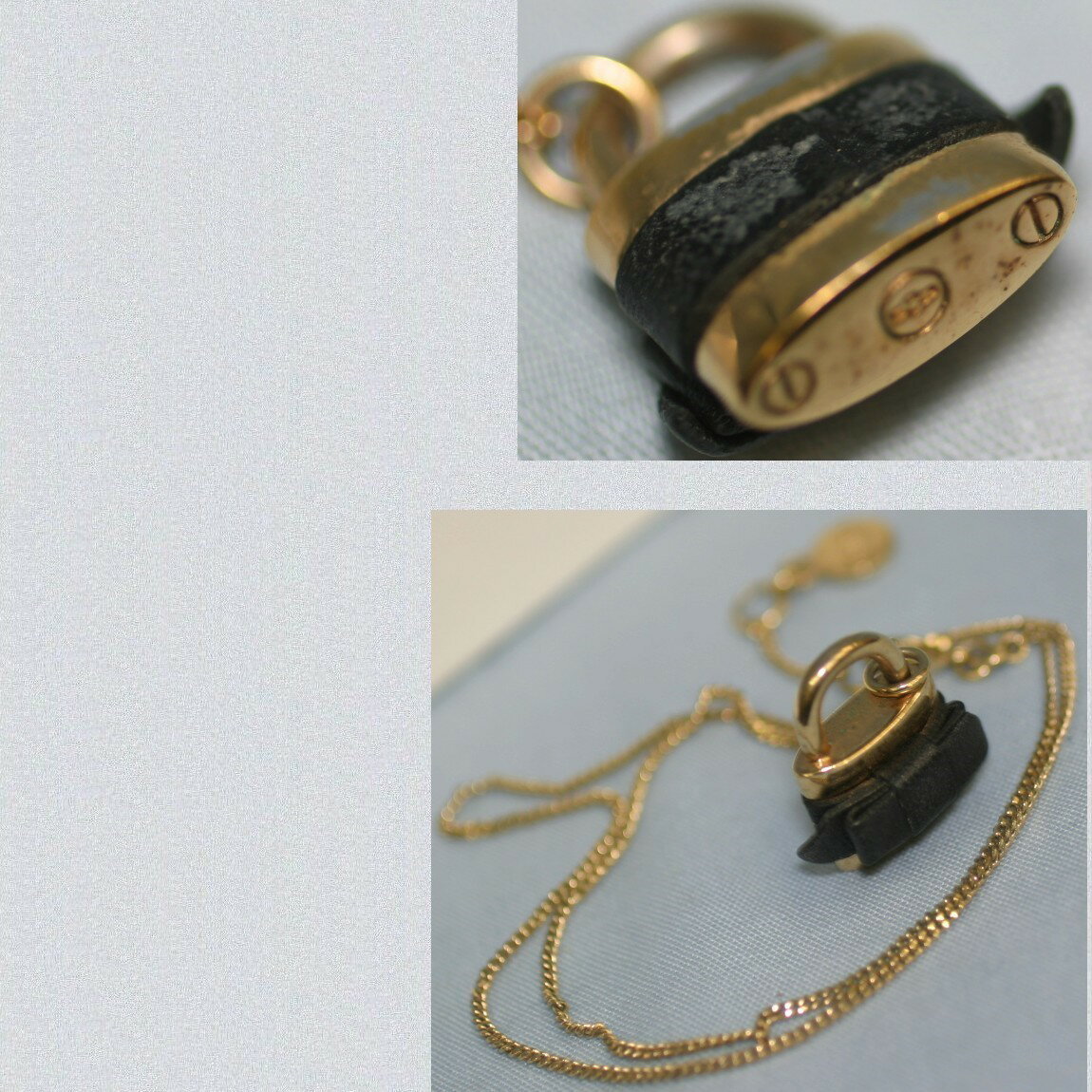 【中古】本物可クロエ女性用金色金具バッグの形トップ付40cmチェーンネックレス ○B9-163