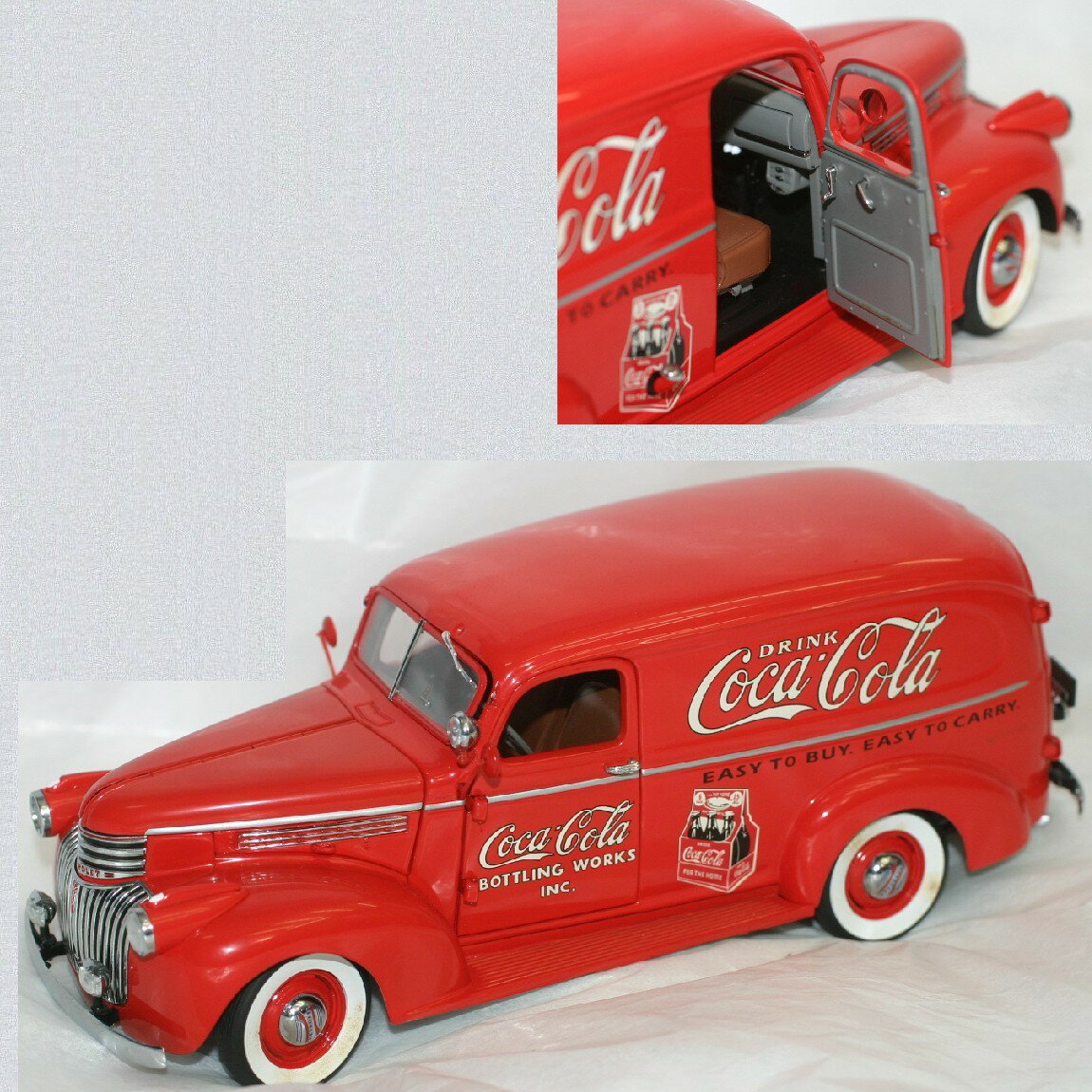 楽天質カラーズ【中古】飾っていましたシボレーの1941年Coca-Colaコカコーラデリバリーモデル赤い車精密な作りサイズW21H7,8D7,7cm　291229-2