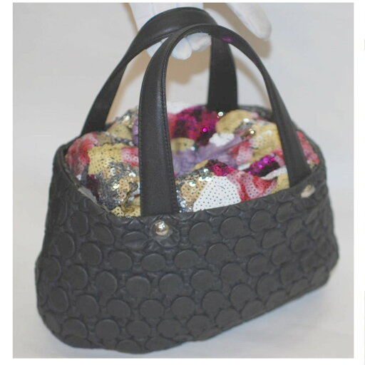 【中古】本物未使用HOMANZの女性用黒合皮xカラフルスパンコールのバッグ サイズW30H16D12cm ○C15-357-2 LM 【中古】本物未使用HOMANZの女性用黒合皮xカラフルスパンコールのバッグ サイズW30H16D12cm ○C15-357-2 LM