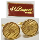 【中古】本物綺麗デュポンのイギリス製紳士用金色メタル素材のカフスボタン 定価35000円位 プレゼントに最適 〇D17-17