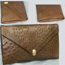 【中古】本物綺麗ニナリッチ27センチ焦茶オーストリッチのショルダー付クラッチバッグ ○C4-578