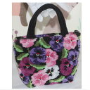 【中古】綺麗カラフルな花柄模様のタオル地素材のミニバッグ サイズW20H14D7,5cm 20240418-7 に
