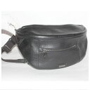 【中古】本物綺麗EPOCA UOMOエポカの男女兼用黒い革素材のウエストバッグ サイズW33H16D5cm 〇C19-106 X-29 2H3