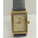 【中古】本物完動美品eteエテの女性用長方形金色メタル素材3気圧防水時計 1か月保証付き 〇A19-32-2 KA-9(2)