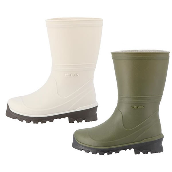 【サイズ】S(22.0-22.5cm)|M(23.5-24.0cm)|L(24.5-25.0cm)【商品詳細】【サイズ】※詳細サイズ※M(23.5-24.0cm)サイズ　インソール全長24.0cm/インソール幅9cm/ヒール4.0cm/全高28cm/筒外周41cm ◆ウイズ ：表記ありませんが 3E相当です　■片足質量：約520gはだしサイズがおすすめ【コメント】【コメント】軽くてムレにくい長靴！新素材特有の柔らかい足あたりと屈曲性を兼ね備えたブーツです。底面の空間を確保した空洞中底と、通気性抜群で足裏快適のメッシュ中底のムレ防止構造「ムレノンシステム」。底面に空洞部分を設置し、汗や湿気を落とし込み、歩くたびに靴内の空気の循環が促され靴内のムレを軽減します。■カラー：ホワイト、カーキ■サイズ：S(22.5?23.0cm)?3L(24.5?25.0cm)■外　寸：28.0cm■素　材：TPE(熱可塑性エラストマー)ムレ防止構造オリジナルメッシュインソール耐屈曲防滑ソールかかとの衝撃エネルギー20J以上※注意※　こちらの商品はもともと箱入りの商品ではありません。袋か別箱に入れてお送りします。予めご了承下さい。【スペック】〇ヒール：ローヒール　〇つま先：ラウンドトゥ　 ブーツ丈　ミドル　カジュアル　〇レディース【こんなシーン・用途でお使い頂いております】作業用　農作業 ガーデニング アウトドア キャンプ 釣り フィッシング 庭仕事 畑仕事 雨の日 豪雨 ゲリラ豪雨 雨対策 防災グッズ 草取り 草むしり 掃除　清掃　洗車　【こんな方にオススメです】レディス　婦人　女性　　ムレにくい長靴が欲しい【シーズンイベント】梅雨 台風 　雨の日　軽作業用　清掃　ガーデニング　農作業 　洗車 &nbsp; 暑い、足汗、ムレ対策　「防水」　「暑さ対策」