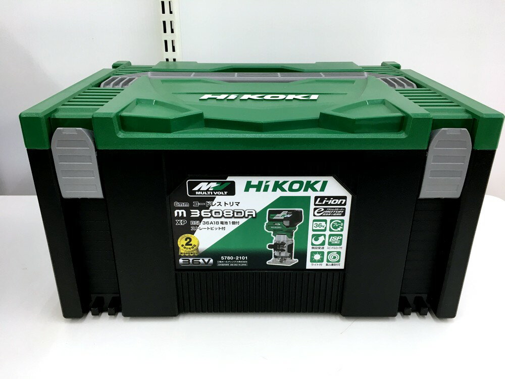 未使用品 HiKOKI M3608DA XP 8mm コードレス 電動 トリマ マルチボルト 36V 電池1個付 ストレートビット付 ケース付
