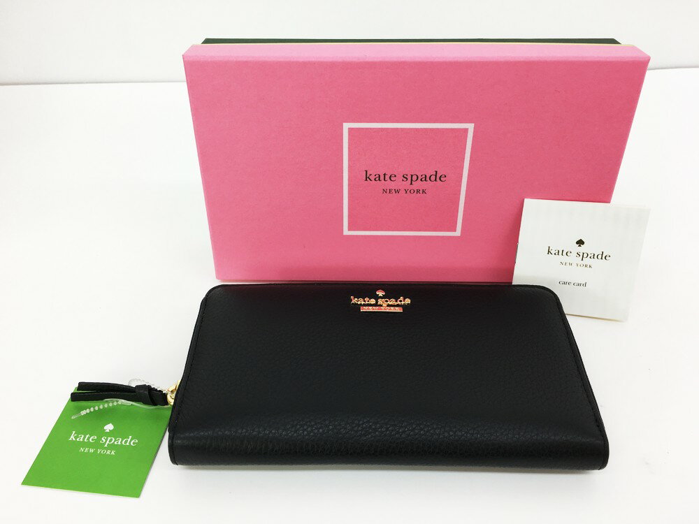 ●店頭展示品 kate spade ラウンド・ジップ 長財布 PWRU5596 ブラック レザー ケイトスペード