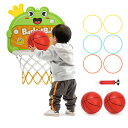 【25%OFFクーポン配布中】バスケットゴール 子供のおもちゃ 2in1遊び方 ドア掛け 壁掛け バスケットボール おもちゃ 輪投げゲーム ボール2個 六つの輪...