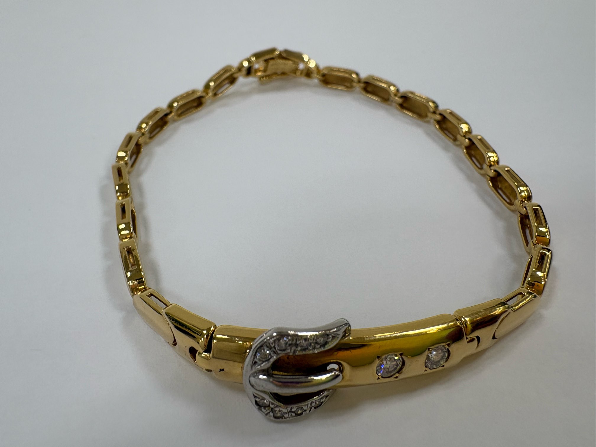 ノンブランドジュエリー ダイヤモンドブレスレット K18YG K18イエローゴールド Pt850 プラチナ850 【中古】 【ブレスレット】 【送料無料】