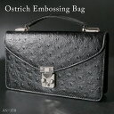 セカンドバッグ 持ち手 メンズ オーストリッチ エンボス 革 小銭入れ付き 財布 コンパクト エンボス 鍵付き キーロック AN-170 冠婚葬祭 ギフト プレ...