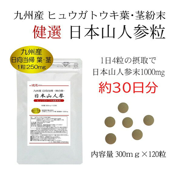 新発売 九州産 日本山人参粒 -日本日向当帰粒- 300mg×120粒 ヒュウガトウキ粒 1日...