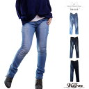 スキニーパンツ ジーンズ レディース ウエストジッパー デニム ストレッチ/全3色 M-4L