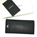 【新品】EMPORIO ARMANI★エンポリオ アルマーニ長財布 ブラック（レザー/ロゴ）Y4R256 YAQ2E 81072