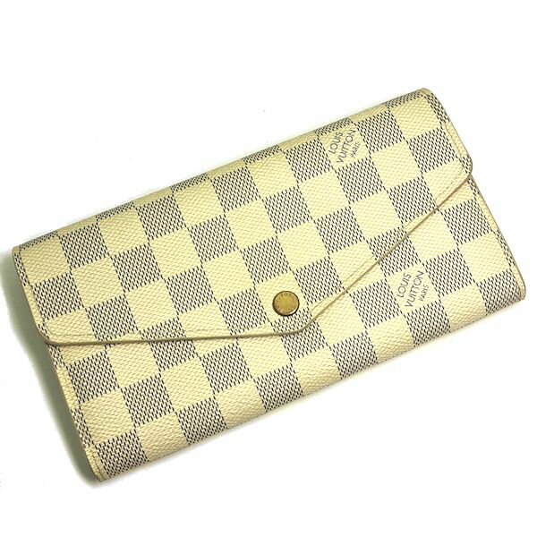 【中古品】LOUIS VUITTON☆ルイヴィトンポルトフォイユ・サラ長財布（小銭入れあり） ダミエ・アズール N63208