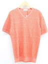 【夏SALE】【新品未使用】ニコル 半袖Vネックリンクスニット 46 メンズ オレンジ 【中古】≪