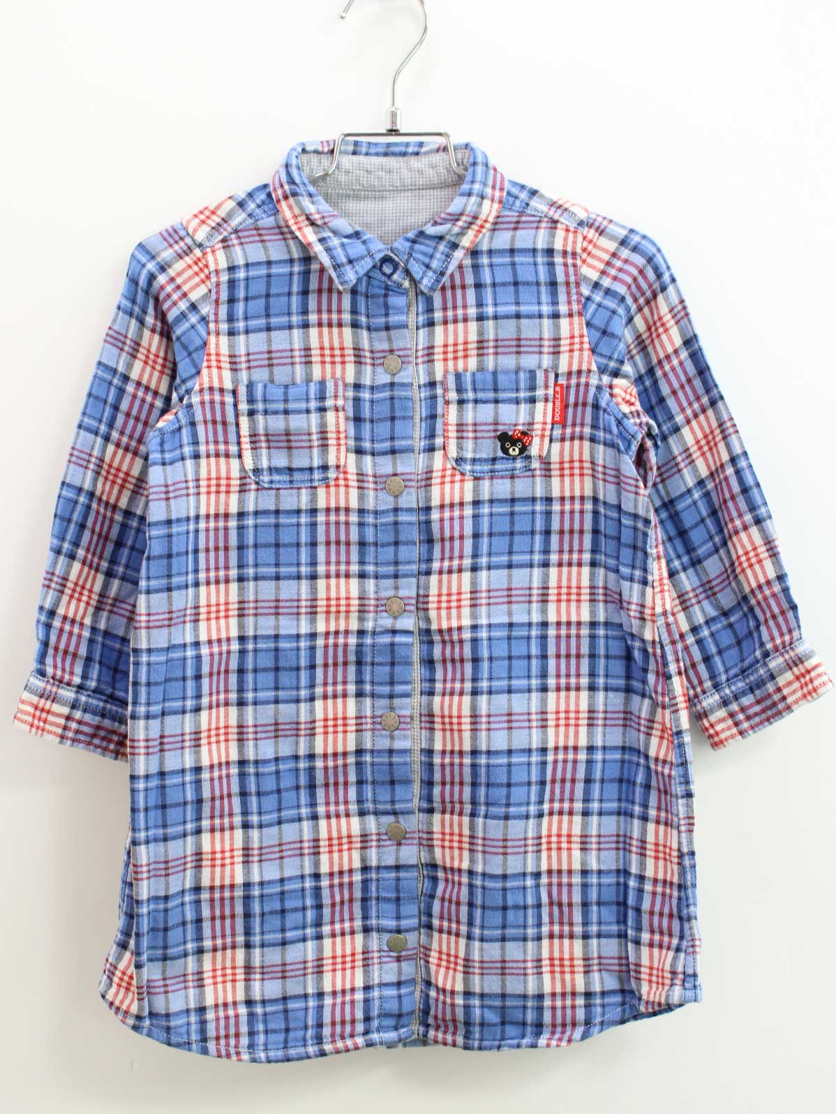 Rakuten - □ミキハウスダブルB/MIKIHOUSE DOUBLE.B□100cm 長袖ワンピース 水色系 リバーシブル【中古】子供服 キッズ kids 女の子 春 onepi 412052