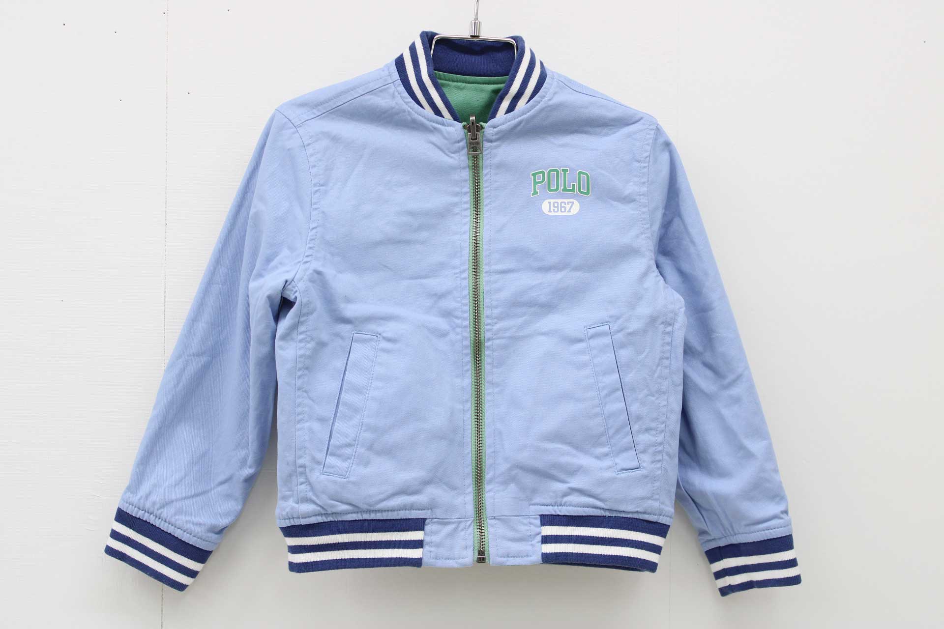 【値下げ!】□ラルフローレン/Ralph Lauren□ 110cm リバーシブルブルゾン ブルー グリーン【中古】子供服 キッズ kids 男の子 春秋 otr 703052