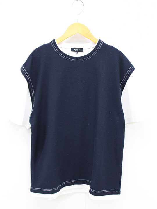 乐天商城 - ビームスハート フェイクレイヤードTシャツ メンズ S ネイビー×ホワイト【中古】【新入荷】♪