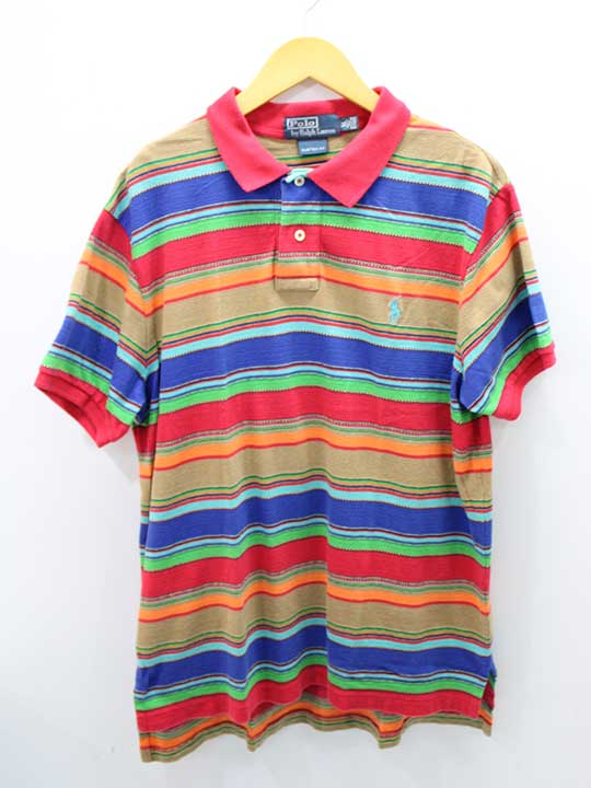 ポロラルフローレン マルチボーダーカスタムフィットポロシャツ メンズ XL マルチカラー【中古】♪