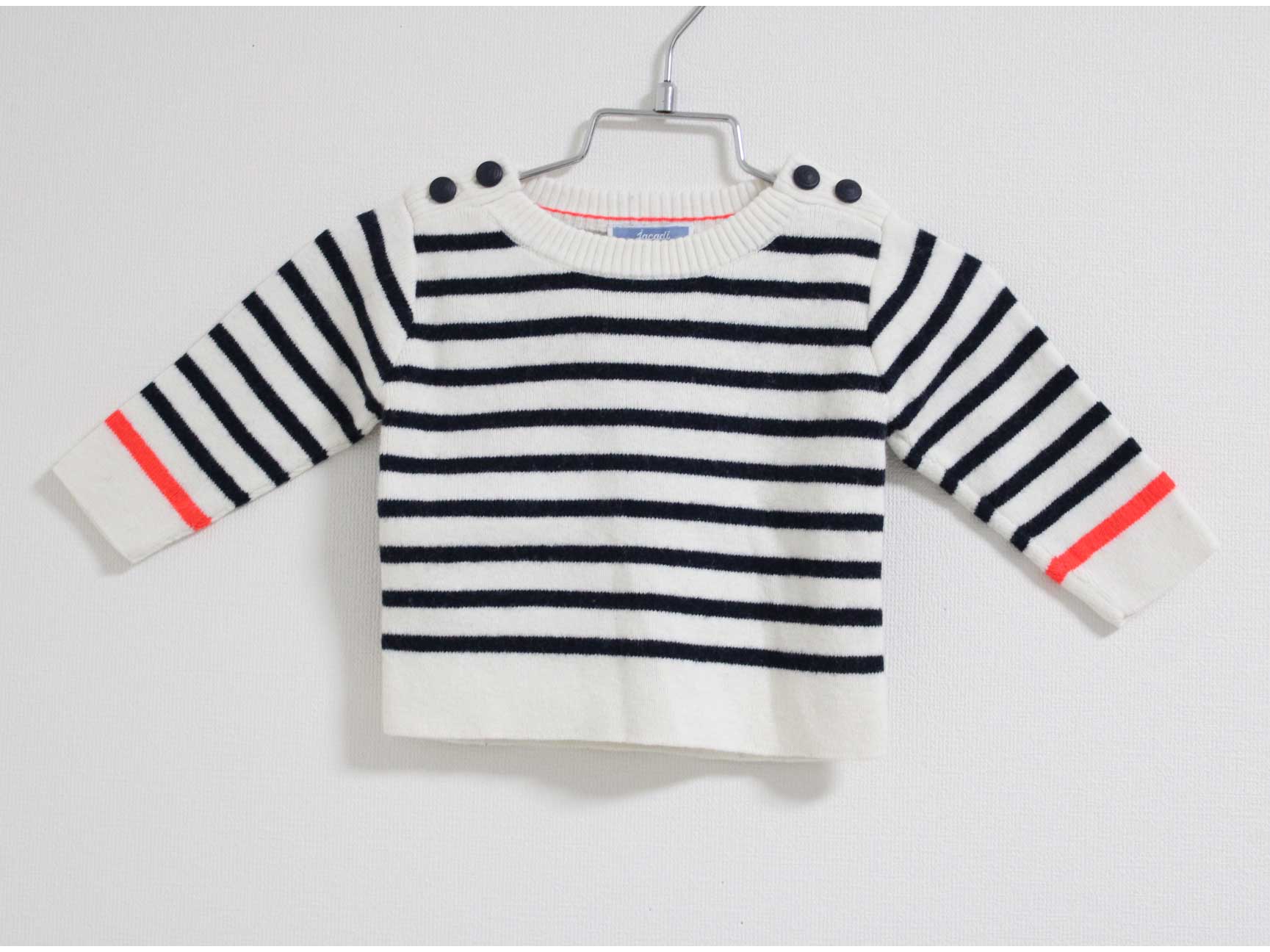 〓ジャカディ/jacadi〓67cm セーター/ニット 白×紺 【中古】 子供服 キッズ kids ベビー服 baby 女の子 男の子 秋冬 tops 501142