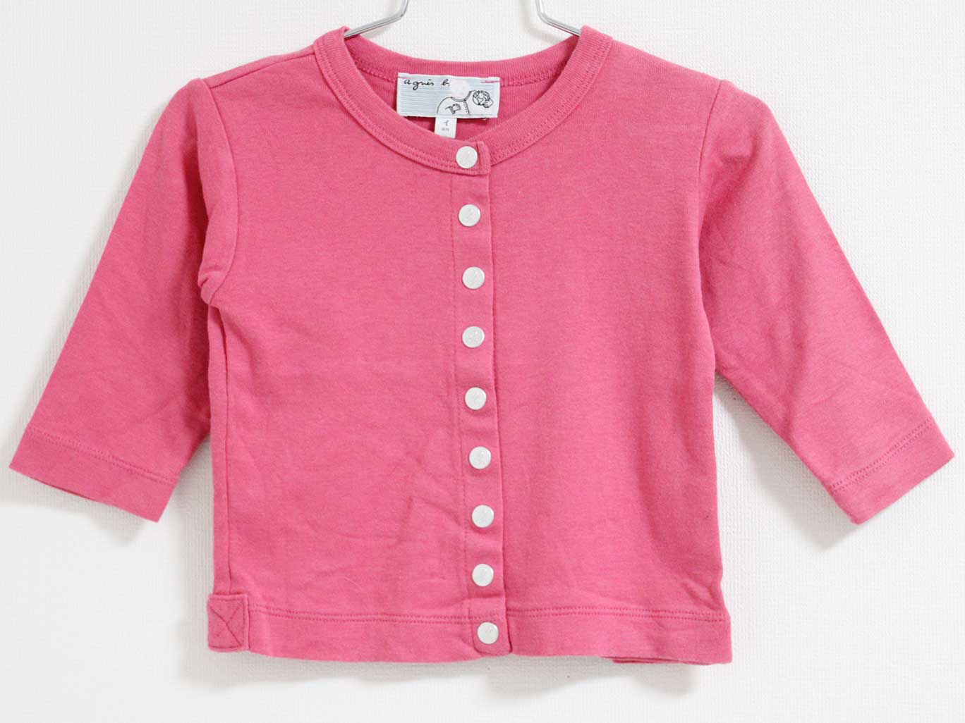 〓アニエスb/アニエスベー/agnes b. ENFANT〓75cm カーディガン ピンク 【中古】子供服 キッズ kids ベビー服 baby 女の子 春秋 tops 501142
